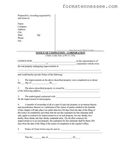 Blank Notice Completion Tennessee Template