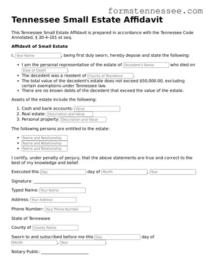Legal Tennessee Small Estate Affidavit Template