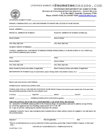 Blank Tennessee Ag 0675 Template