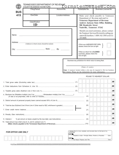 Blank Tennessee Bus 415 Template