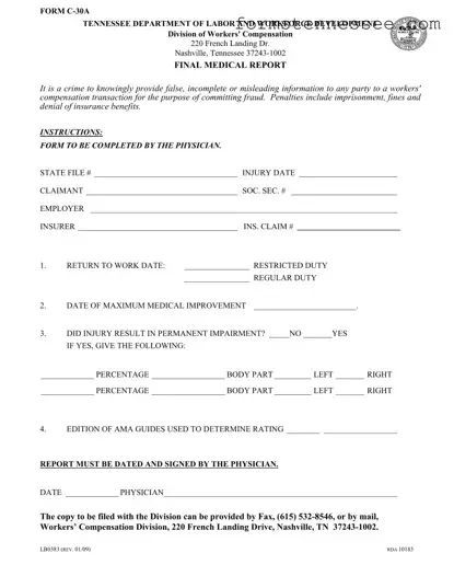 Blank Tennessee C 30A Template