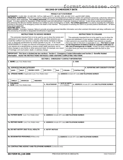 Blank Tennessee DHS Family Assistance Application Template