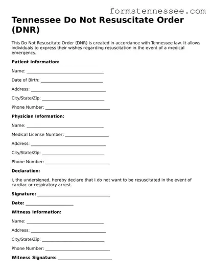 Legal Tennessee Do Not Resuscitate Order Template