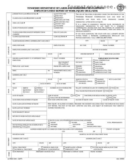 Blank Tennessee First Report Template