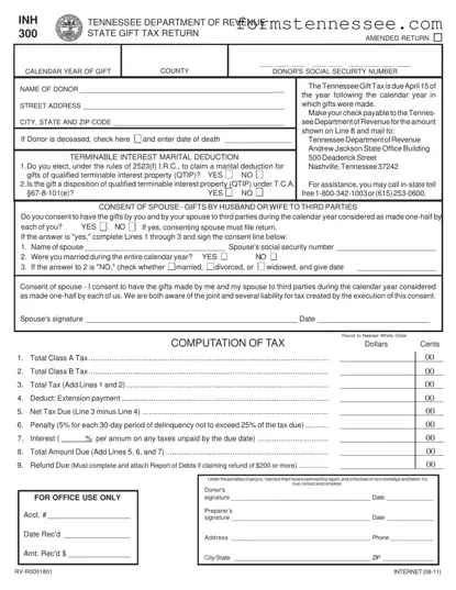 Blank Tennessee Inh 300 Template