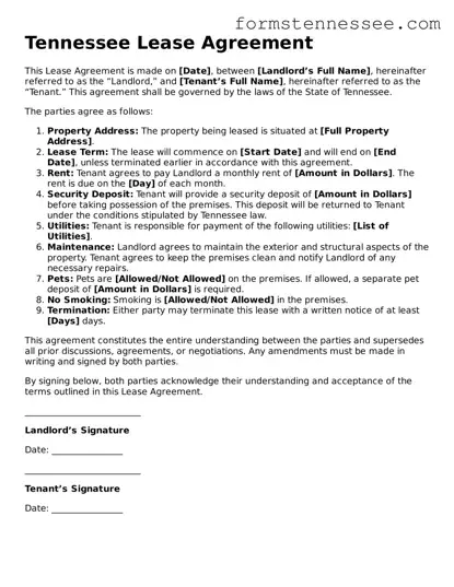 Legal Tennessee Lease Agreement Template