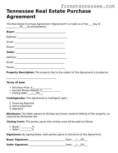 Legal Tennessee Real Estate Purchase Agreement Template