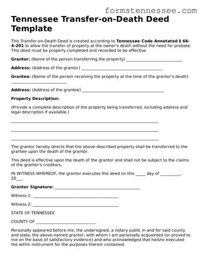 Legal Tennessee Transfer-on-Death Deed Template