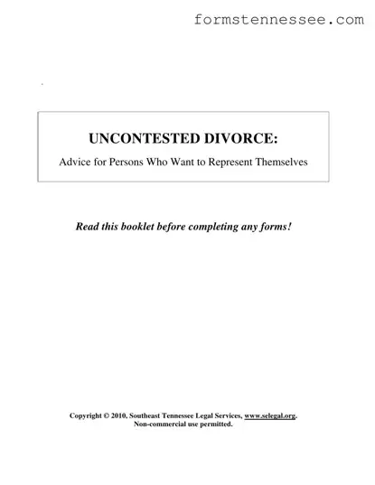 Blank Tennessee Uncontested Divorce Template