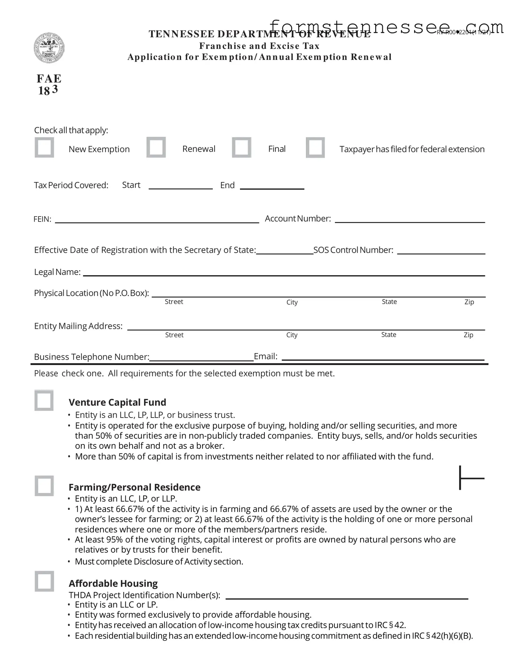 Blank Tennessee 183 Template