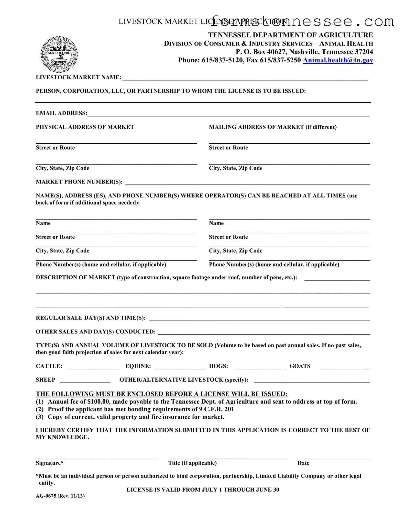 Blank Tennessee Ag 0675 Template