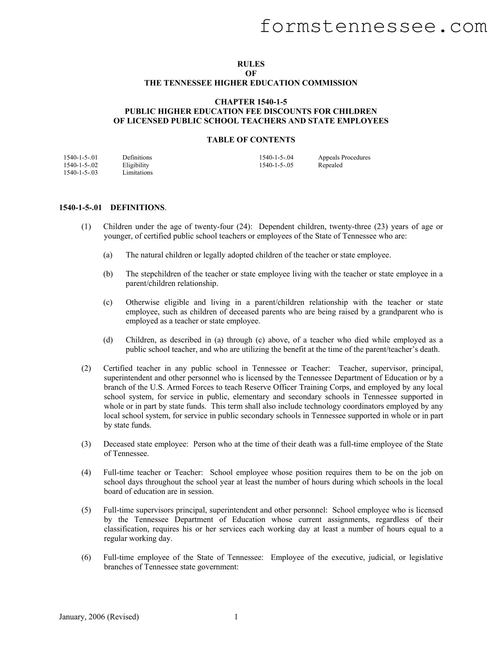 Blank Tennessee Higher Education Discount Template