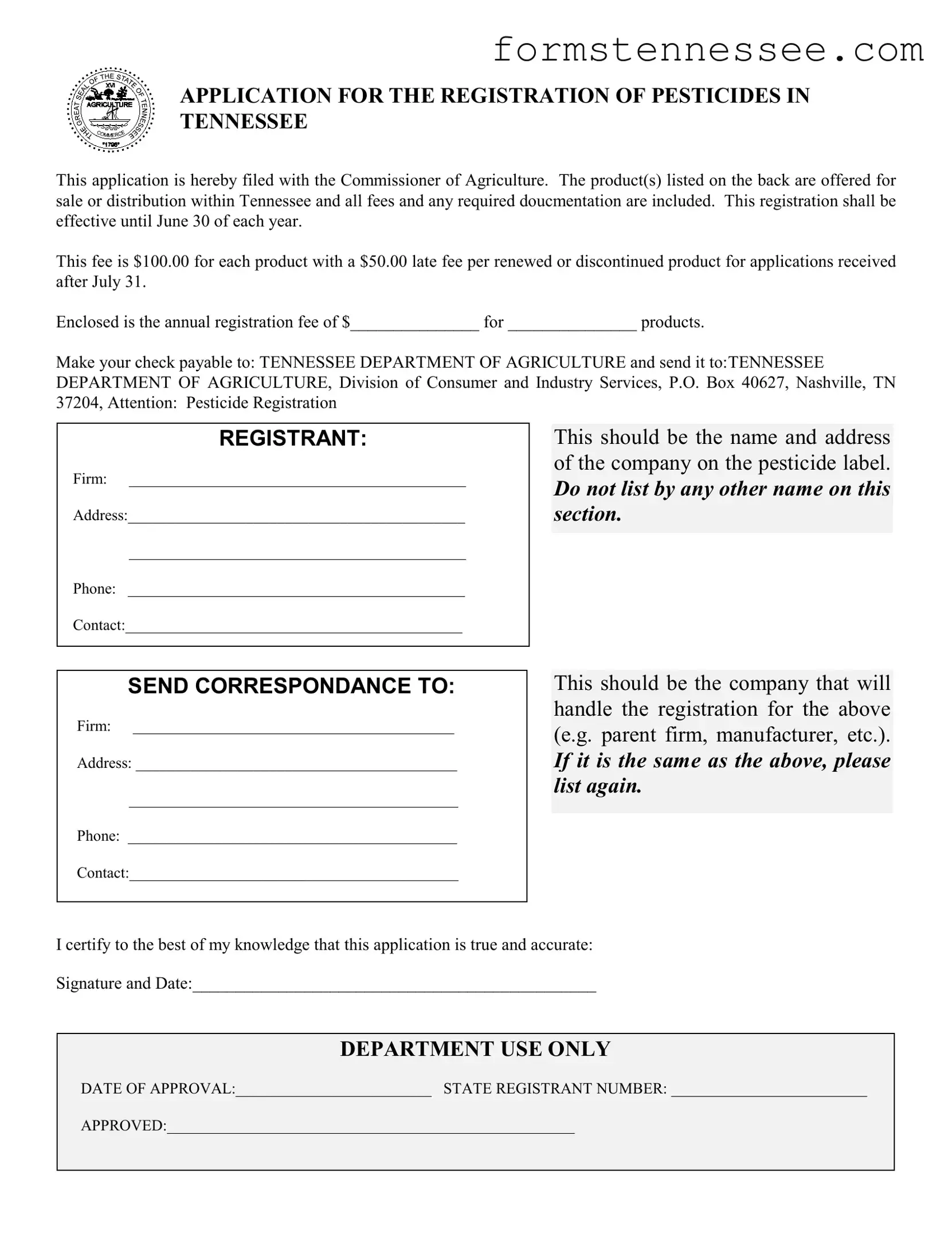Blank Tennessee Pesticides Template