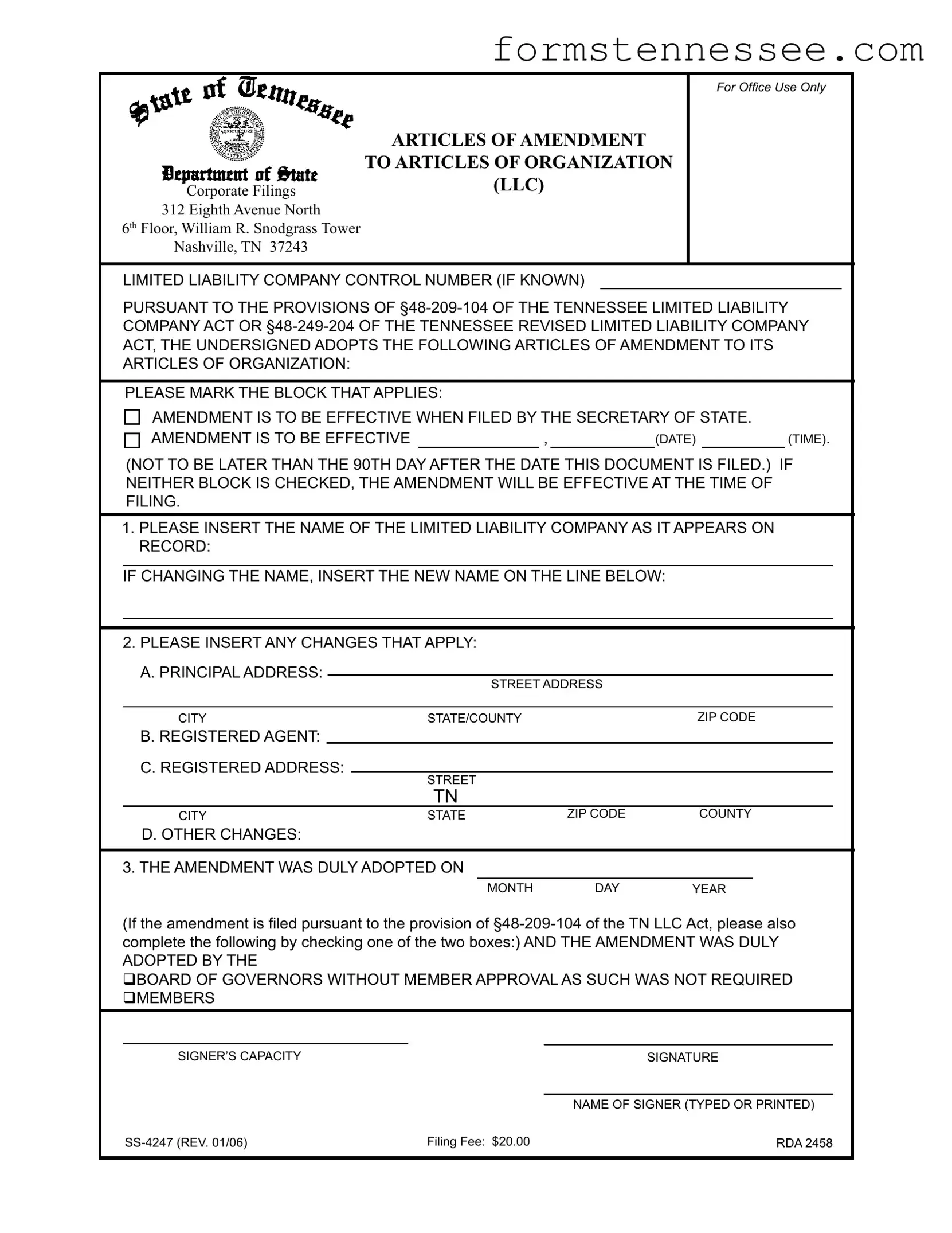 Blank Tennessee Ss 4247 Template