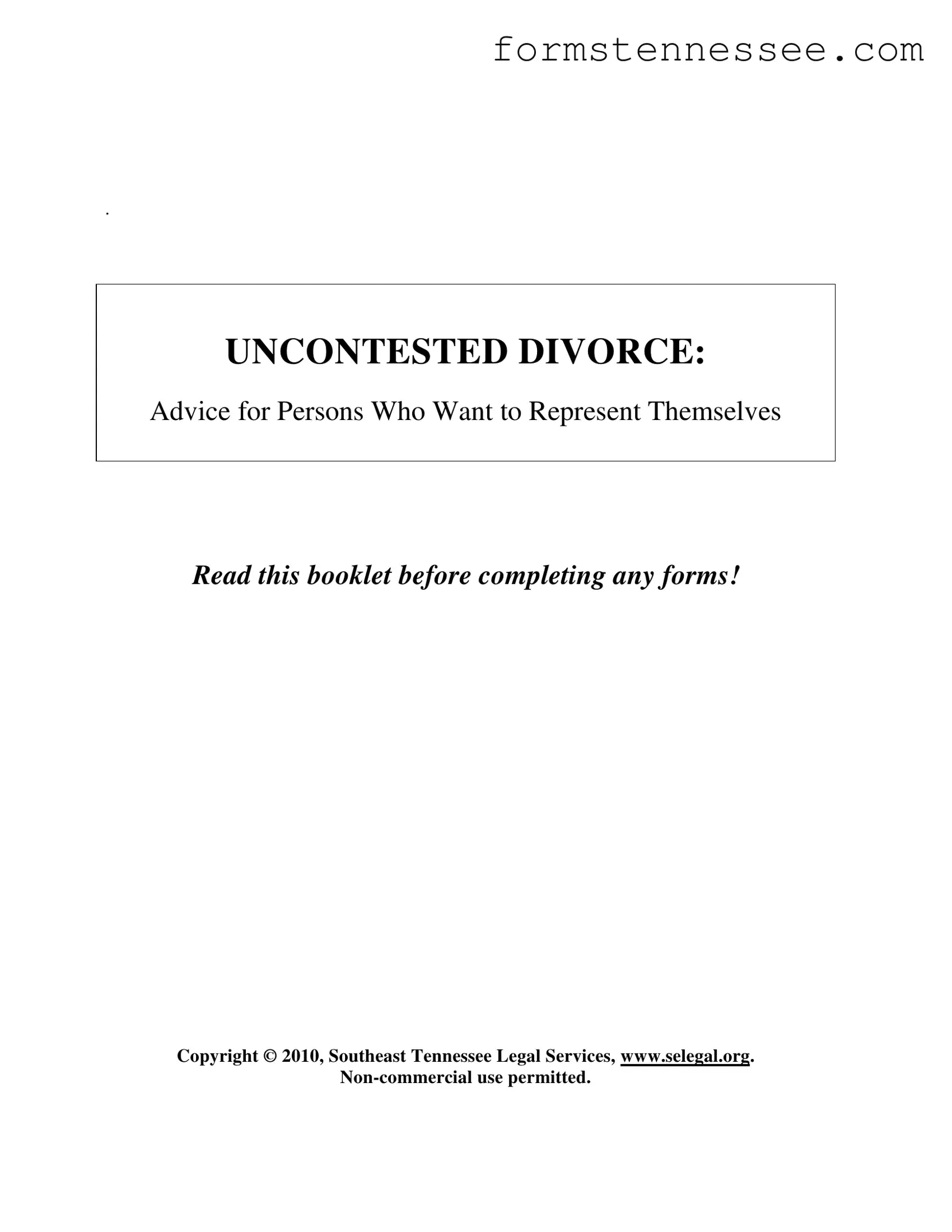 Blank Tennessee Uncontested Divorce Template